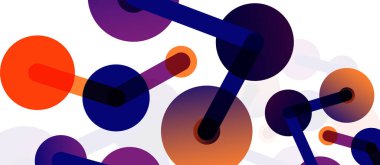 Çizgi noktaları geometrik soyut arkaplan bağlantıları. Çizgilerle birbirine bağlı çemberler. Duvar kağıdı, afiş, arkaplan veya iniş için moda tekno iş şablonu