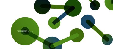 Soyut arkaplan. Yuvarlak noktalar çizgilerle birleşti. Duvar kağıdı, afiş, arkaplan veya iniş için moda tekno iş şablonu