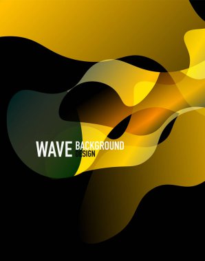 Dikey akışkan eğimli dalga soyut arkaplanı. Karanlıkta parlak renk dalgaları. Duvar Kağıdı, Sancak, Arkaplan, İniş Sayfası için Vektör İllüstrasyonu