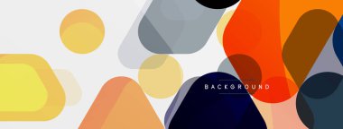 Beyaz üzerine renkli baloncuklar ve yuvarlak geometrik şekiller. Duvar kağıdı, pankart, arkaplan, iniş sayfası için vektör geometrik asgari özet arkaplan