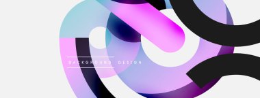 Yuvarlak şekiller daireler ve diğer geometrik şekiller. Duvar kağıdı afişi arkaplan kartı veya iniş sayfası için vektör illüstrasyonu