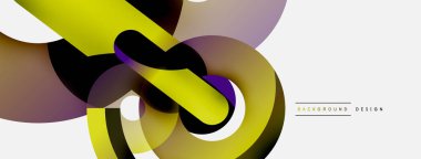 Yuvarlak şekiller daireler ve diğer geometrik şekiller. Duvar kağıdı afişi arkaplan kartı veya iniş sayfası için vektör illüstrasyonu