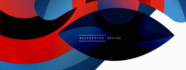 Renkli geometrik şekilli soyut arkaplan. Yuvarlak şekilli, daire ve çizgilerle çok güzel bir arka plan. Geometrik tasarım. Vektör illüstrasyonu