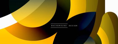 Renkli geometrik şekilli soyut arkaplan. Yuvarlak şekilli, daire ve çizgilerle çok güzel bir arka plan. Geometrik tasarım. Vektör illüstrasyonu