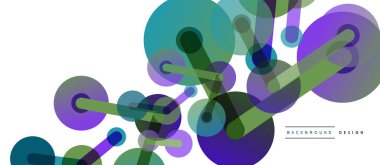 Çizgi noktaları geometrik soyut arkaplan bağlantıları. Çizgilerle birbirine bağlı çemberler. Duvar kağıdı, afiş, arkaplan veya iniş için moda tekno iş şablonu