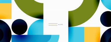 Çember ve kare geometrik arkaplan. Duvar kağıdı, pankart, arkaplan ya da iniş için üçgen ve kareli yuvarlak şekiller