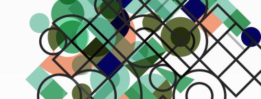 Güzel soyut bir arka plan. Çemberler, üçgen şekiller ve kareler. Duvar kağıdı, pankart, arkaplan veya iniş için en küçük geometrik şablon