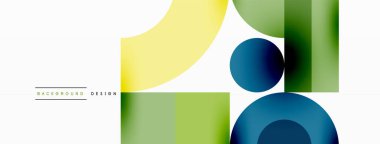 Çember ve kare geometrik arkaplan. Duvar kağıdı, pankart, arkaplan ya da iniş için üçgen ve kareli yuvarlak şekiller