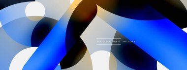 Yuvarlak şekiller daireler ve diğer geometrik şekiller. Duvar kağıdı afişi arkaplan kartı veya iniş sayfası için vektör illüstrasyonu