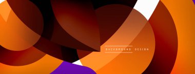 Renkli geometrik şekilli soyut arkaplan. Yuvarlak şekilli, daire ve çizgilerle çok güzel bir arka plan. Geometrik tasarım. Vektör illüstrasyonu