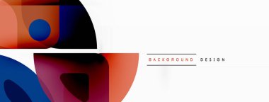 Renkli minimetrik geometrik soyut arkaplan. Yuvarlak elementlerle üçgen şekli, daireler. Duvar kağıdı, afiş, arkaplan veya iniş için moda tekno iş şablonu