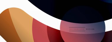 Renkli geometrik şekilli soyut arkaplan. Yuvarlak şekilli, daire ve çizgilerle çok güzel bir arka plan. Geometrik tasarım. Vektör illüstrasyonu