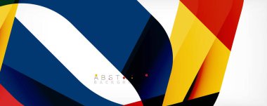 Geometrik soyut arkaplan - beyaz üzerine çok renkli soyut şekiller. Duvar Kağıdı, Sancak, Arkaplan, İniş Sayfası için Vektör İllüstrasyonu