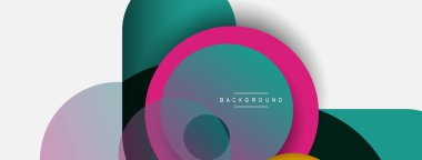 Vektör yuvarlak şekilli daireler minimum geometrik arkaplan. Duvar kağıdı afişi veya iniş sayfası için vektör illüstrasyonu