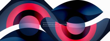 Renkli geometrik şekilli soyut arkaplan. Yuvarlak şekilli, daire ve çizgilerle çok güzel bir arka plan. Geometrik tasarım. Vektör illüstrasyonu