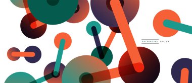 Soyut arkaplan. Yuvarlak noktalar çizgilerle birleşti. Duvar kağıdı, afiş, arkaplan veya iniş için moda tekno iş şablonu