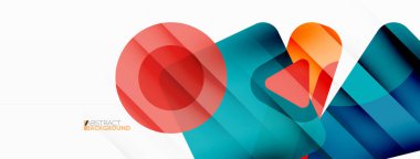 İlkel geometrik şekiller - çizgi, üçgen, kare ve daire bileşimi. Duvar kağıdı, pankart, arkaplan, iniş sayfası için vektör geometrik asgari özet arkaplan