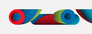 Soyut arkaplan. Minimum geometrik daireler ve koyu gölgeli yuvarlak şekiller. Duvar kağıdı afişi veya arkaplan için moda teknoloji iş şablonu