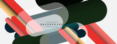 Yuvarlak şekiller ve çizgiler üst üste biniyor. Duvar kağıdı afişi veya iniş sayfası için vektör illüstrasyonu