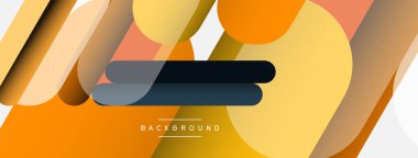 Yuvarlak şekiller ve çizgiler üst üste biniyor. Duvar kağıdı afişi veya iniş sayfası için vektör illüstrasyonu