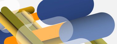 Yuvarlak şekiller ve çizgiler üst üste biniyor. Duvar kağıdı afişi veya iniş sayfası için vektör illüstrasyonu