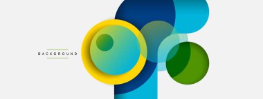 Yaratıcı geometrik duvar kağıdı. Asgari soyut arkaplan. Duvar kağıdı arkaplanı veya iniş sayfası için daire bileşimi vektör çizimi