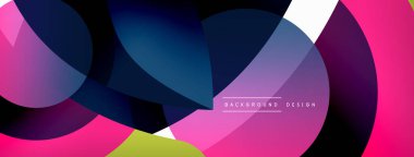 Renkli geometrik şekilli soyut arkaplan. Yuvarlak şekilli, daire ve çizgilerle çok güzel bir arka plan. Geometrik tasarım. Vektör illüstrasyonu