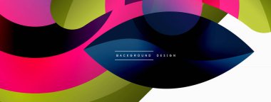 Renkli geometrik şekilli soyut arkaplan. Yuvarlak şekilli, daire ve çizgilerle çok güzel bir arka plan. Geometrik tasarım. Vektör illüstrasyonu