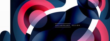 Renkli geometrik şekilli soyut arkaplan. Yuvarlak şekilli, daire ve çizgilerle çok güzel bir arka plan. Geometrik tasarım. Vektör illüstrasyonu