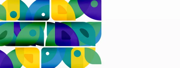 Fondo abstracto geométrico mínimo colorido. Forma de triángulo con elementos redondos, círculos. Plantilla de negocio de techno de moda para papel pintado, banner, fondo o aterrizaje — Vector de stock