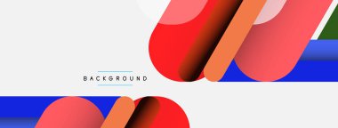 Yuvarlak şekiller ve çizgiler üst üste biniyor. Duvar kağıdı afişi veya iniş sayfası için vektör illüstrasyonu