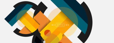 Geometrik şekiller bileşim soyut arkaplan. Çember çizgileri ve dikdörtgenler. Duvar kağıdı afişi veya iniş sayfası için vektör illüstrasyonu