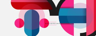 Yuvarlak geometrik şekiller çizgiler ve daireler. Duvar kağıdı afişi ya da iniş sayfası için vektör şablonu