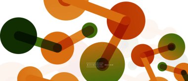 Soyut arkaplan. Yuvarlak noktalar çizgilerle birleşti. Duvar kağıdı, afiş, arkaplan veya iniş için moda tekno iş şablonu