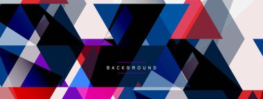 Renkli üçgen bileşimi, geometrik soyut arkaplan. Tekno veya iş konsepti, duvar kağıdı, afiş, arkaplan, iniş sayfası deseni