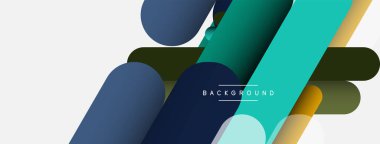 Yuvarlak şekiller ve çizgiler üst üste biniyor. Duvar kağıdı afişi veya iniş sayfası için vektör illüstrasyonu