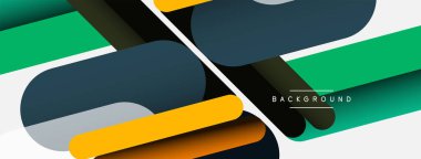 Yuvarlak şekiller ve çizgiler üst üste biniyor. Duvar kağıdı afişi veya iniş sayfası için vektör illüstrasyonu