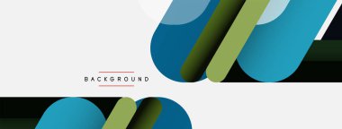 Yuvarlak şekiller ve çizgiler üst üste biniyor. Duvar kağıdı afişi veya iniş sayfası için vektör illüstrasyonu