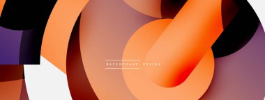 Yuvarlak şekiller daireler ve diğer geometrik şekiller. Duvar kağıdı afişi arkaplan kartı veya iniş sayfası için vektör illüstrasyonu