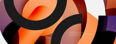 Yuvarlak şekiller daireler ve diğer geometrik şekiller. Duvar kağıdı afişi arkaplan kartı veya iniş sayfası için vektör illüstrasyonu