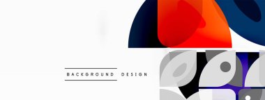 Renkli minimetrik geometrik soyut arkaplan. Yuvarlak elementlerle üçgen şekli, daireler. Duvar kağıdı, afiş, arkaplan veya iniş için moda tekno iş şablonu