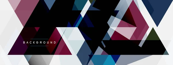 色の三角形の組成、幾何学的な抽象的な背景。テクノやビジネスのコンセプト、壁紙、バナー、背景、ランディングページのパターン — ストックベクタ