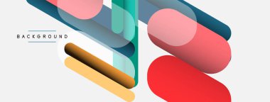 Yuvarlak şekiller ve çizgiler üst üste biniyor. Duvar kağıdı afişi veya iniş sayfası için vektör illüstrasyonu