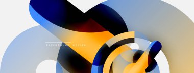 Yuvarlak şekiller daireler ve diğer geometrik şekiller. Duvar kağıdı afişi arkaplan kartı veya iniş sayfası için vektör illüstrasyonu