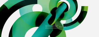 Yuvarlak şekiller daireler ve diğer geometrik şekiller. Duvar kağıdı afişi arkaplan kartı veya iniş sayfası için vektör illüstrasyonu