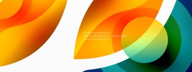 Renkli geometrik şekilli soyut arkaplan. Yuvarlak şekilli, daire ve çizgilerle çok güzel bir arka plan. Geometrik tasarım. Vektör illüstrasyonu
