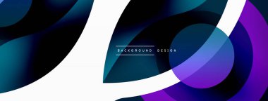 Renkli geometrik şekilli soyut arkaplan. Yuvarlak şekilli, daire ve çizgilerle çok güzel bir arka plan. Geometrik tasarım. Vektör illüstrasyonu