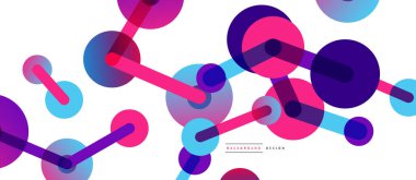 Çizgi noktaları geometrik soyut arkaplan bağlantıları. Çizgilerle birbirine bağlı çemberler. Duvar kağıdı, afiş, arkaplan veya iniş için moda tekno iş şablonu