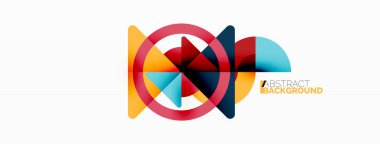 Yaratıcı geometrik duvar kağıdı. Asgari soyut arkaplan. Duvar kağıdı arkaplanı veya iniş sayfası için üçgenler ve daireler kompozisyon vektör çizimi