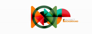 Yaratıcı geometrik duvar kağıdı. Asgari soyut arkaplan. Duvar kağıdı arkaplanı veya iniş sayfası için üçgenler ve daireler kompozisyon vektör çizimi